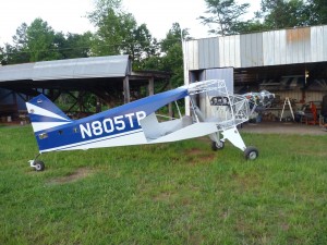 Blue fuselage with the engine on